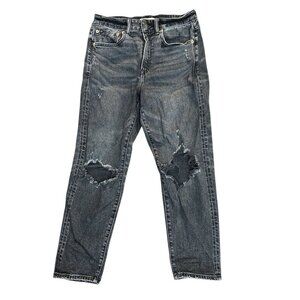 AE77 Mom Jeans size 6 Black Denim Distressed Stretch